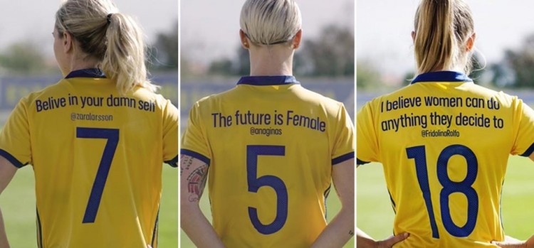 Švédske futbalistky hrajú v dresoch s citátmi slávnych žien