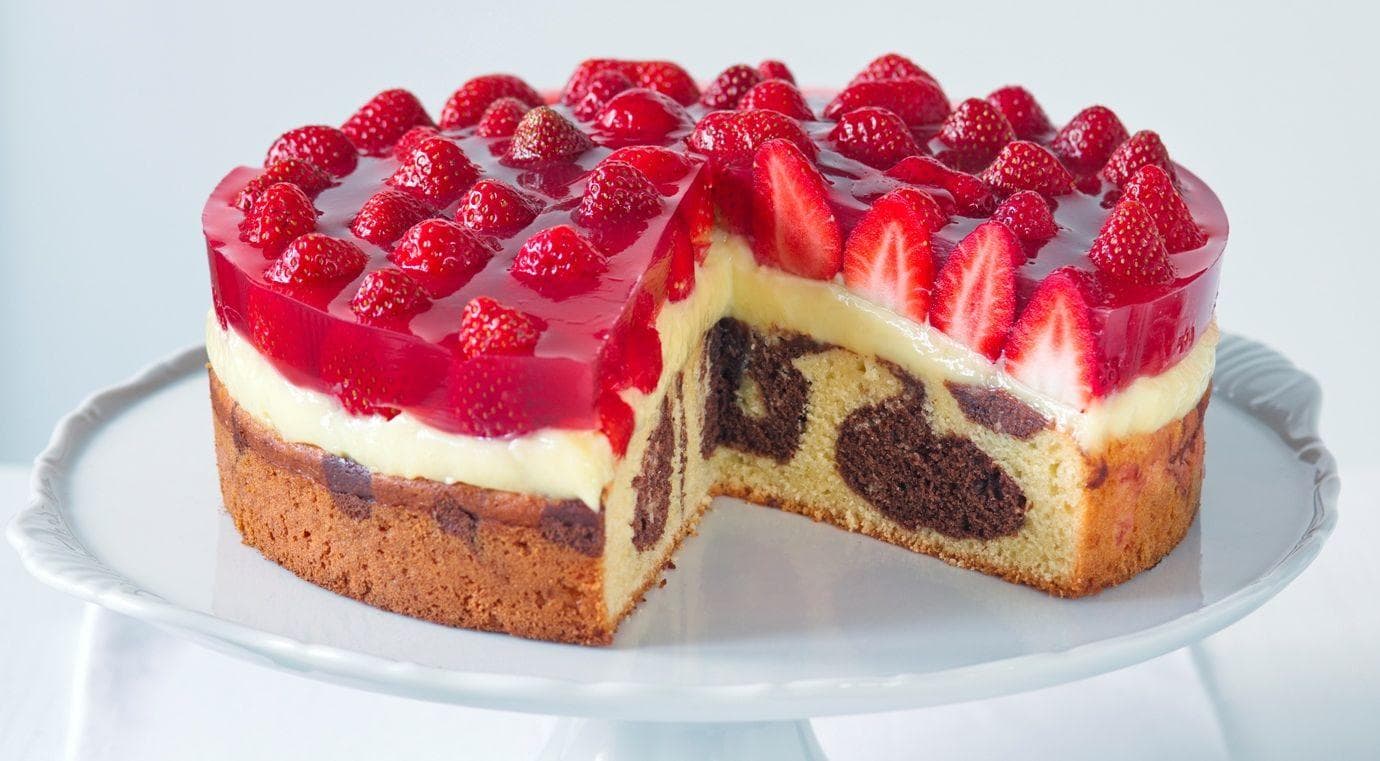 Výborný jahodový mramorovaný koláč, RECEPT originál