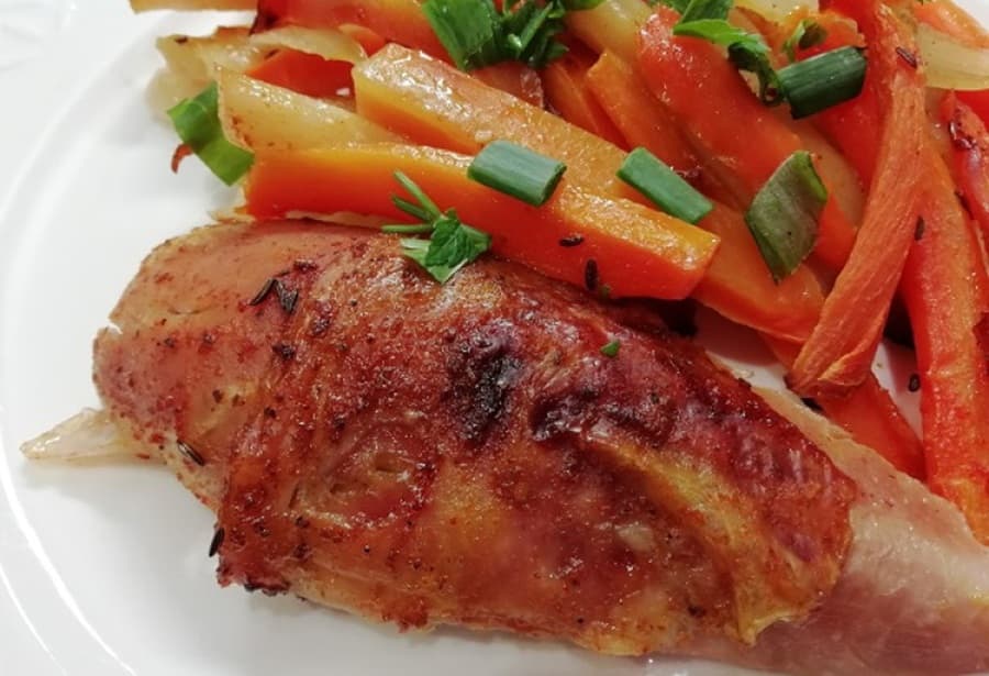 Vynikajúce pečené morčacie stehno so zeleninou, fit RECEPT