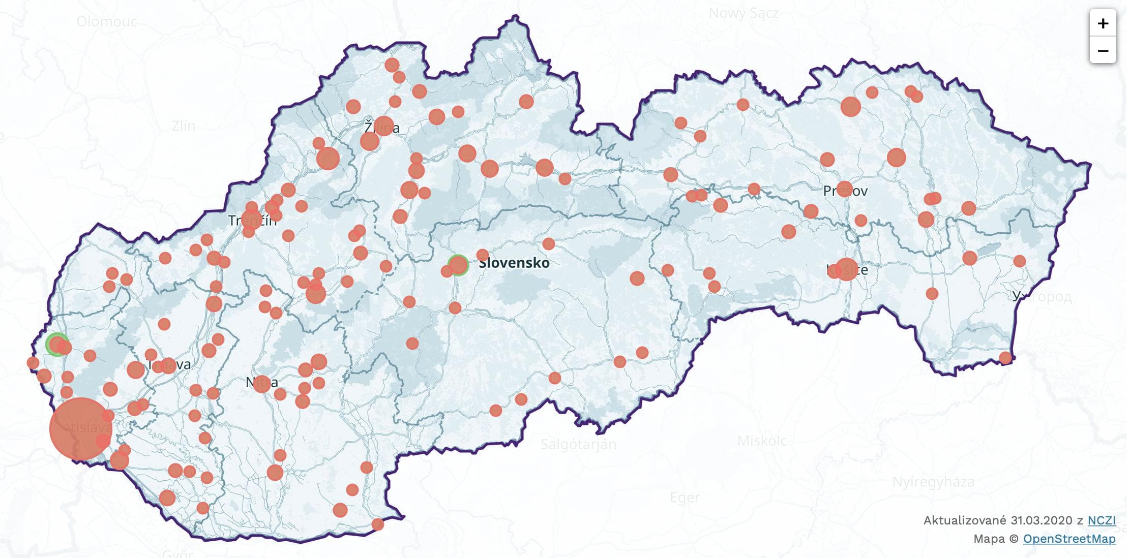 Koronavírus na Slovensku dnes: Aktuálne mapy a grafy