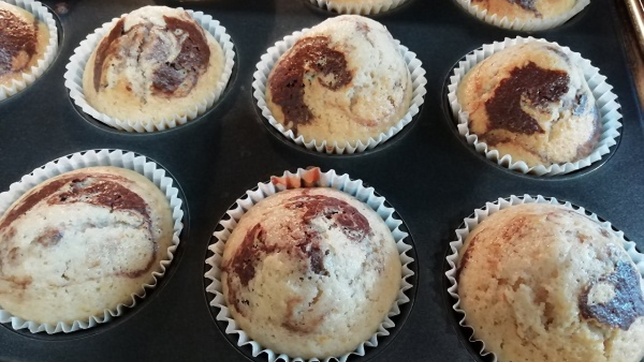 Dvojfarebné muffiny