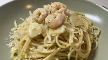 Aglio olio špagety s krevetami: Hlavná fotka