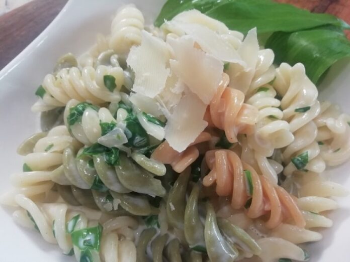 Cestoviny v smotanovej omáčke s medvedím cesnakom a parmezánom. Fotka - Nela