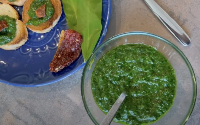 Pesto z medvedieho cesnaku bez orechov. Fotka - Redakcia Žien v meste